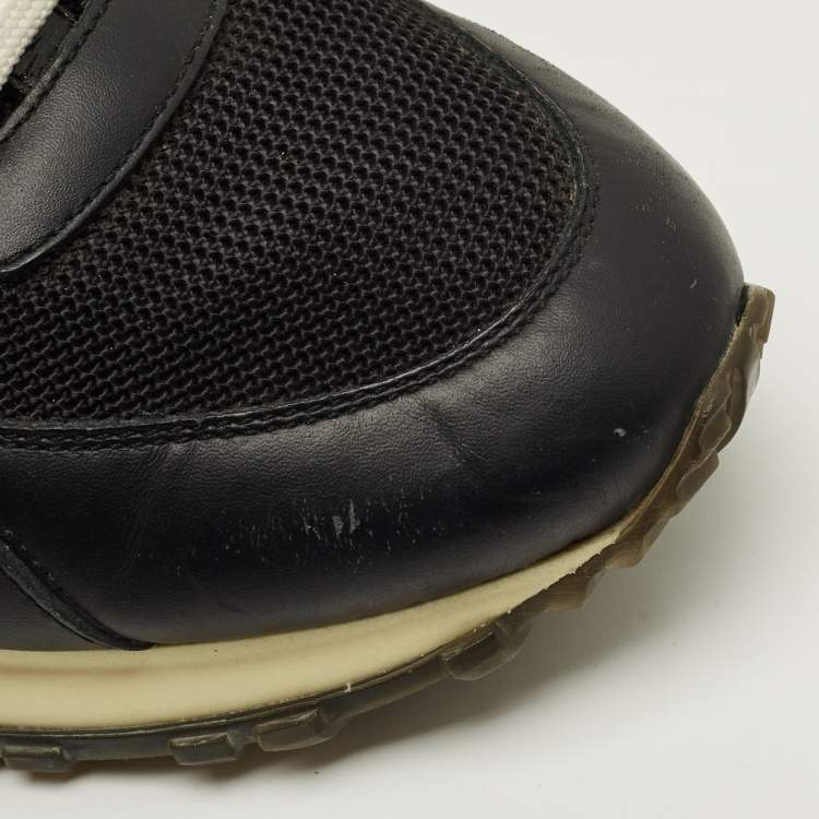 مملوكة مسبقًا حذاء رياضي لوي فيتون رن أواي جلد وشبك أسود برباط مقاس 38