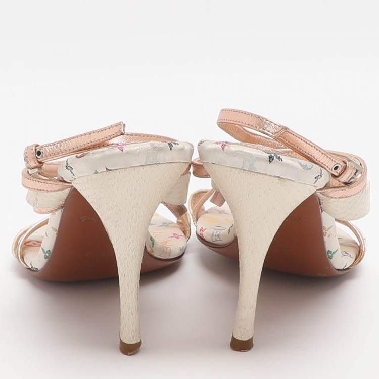 مملوكة مسبقًا صندل لويس فويتون جلد متعدد الألوان وثعبان بحزام للكاحل مقاس 37