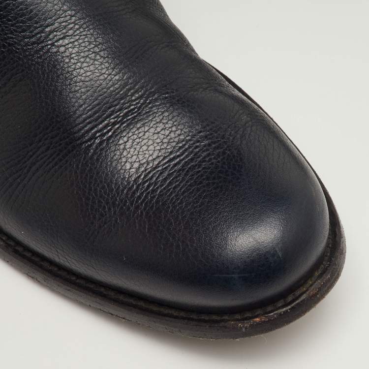 مملوكة مسبقًا Louis Vuitton Size 37.5 Navy Blue Monogram Leather Knee Length Boots