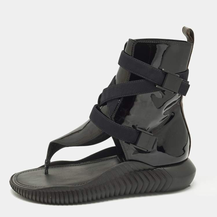 مملوكة مسبقًا Louis Vuitton Bahia Brazil Size 38.5 Black/Brown Monogram Canvas and Patent Leather Flat Sandals