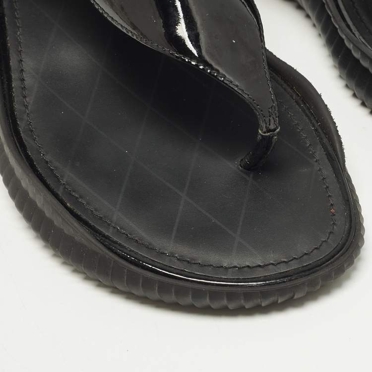 مملوكة مسبقًا Louis Vuitton Bahia Brazil Size 38.5 Black/Brown Monogram Canvas and Patent Leather Flat Sandals