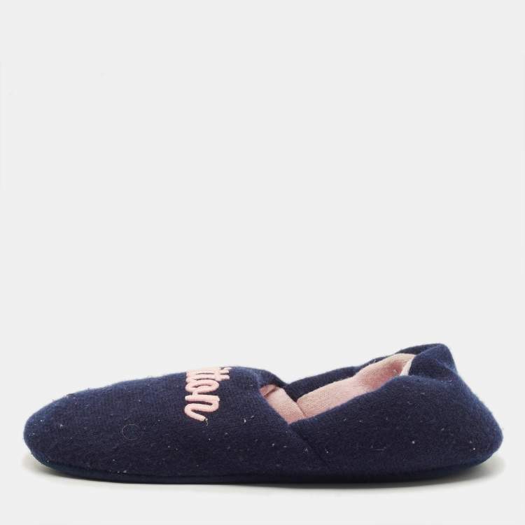 Pre Owned Louis Vuitton Dreamy Size 39 Navy Blue Wool Flats