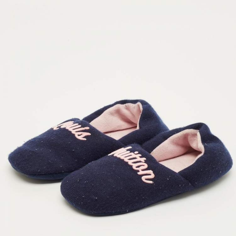 Pre Owned Louis Vuitton Dreamy Size 39 Navy Blue Wool Flats