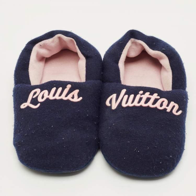 Pre Owned Louis Vuitton Dreamy Size 39 Navy Blue Wool Flats