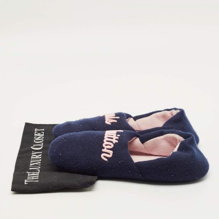 Pre Owned Louis Vuitton Dreamy Size 39 Navy Blue Wool Flats