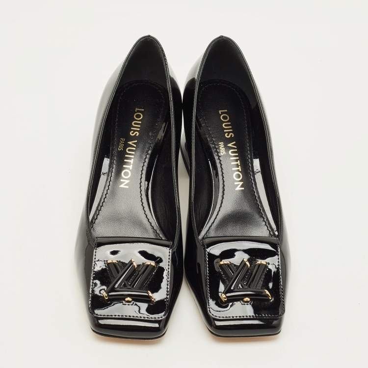 Pre Owned Louis Vuitton Shake Size 36 Black Patent Leather Block Heel Pumps