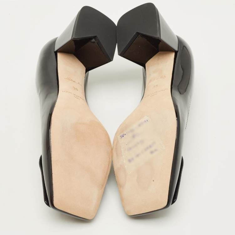 Pre Owned Louis Vuitton Shake Size 36 Black Patent Leather Block Heel Pumps