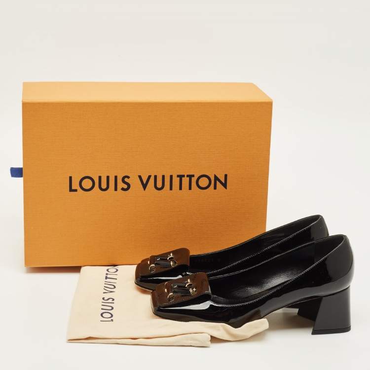 Pre Owned Louis Vuitton Shake Size 36 Black Patent Leather Block Heel Pumps