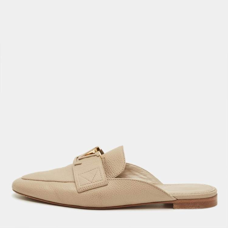 Pre Owned Louis Vuitton LV Mare Size 38.5 Beige Leather Mules
