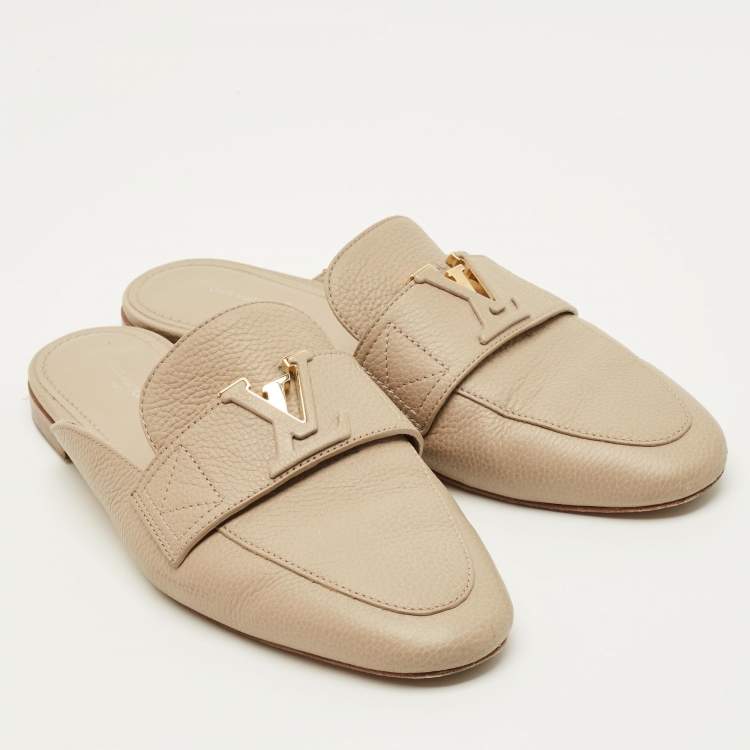 Pre Owned Louis Vuitton LV Mare Size 38.5 Beige Leather Mules