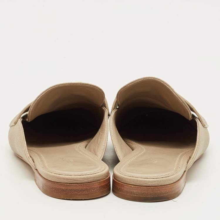 Pre Owned Louis Vuitton LV Mare Size 38.5 Beige Leather Mules