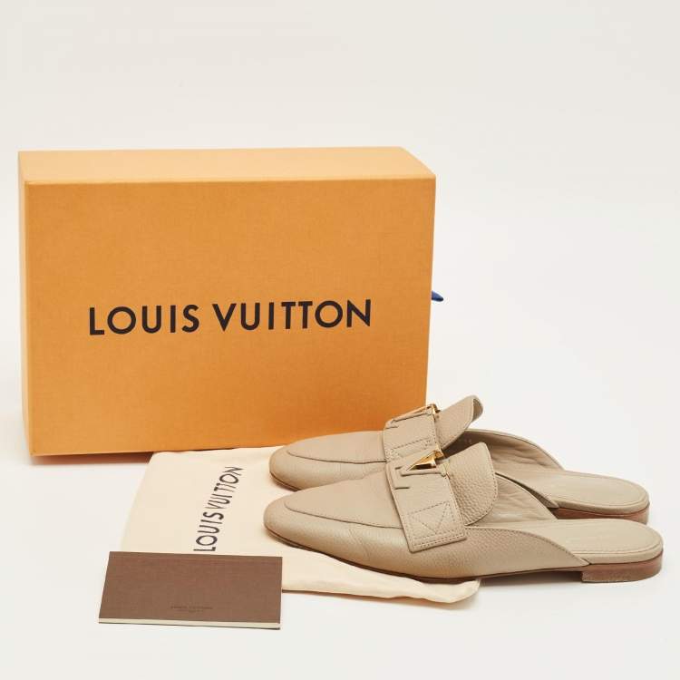 Pre Owned Louis Vuitton LV Mare Size 38.5 Beige Leather Mules