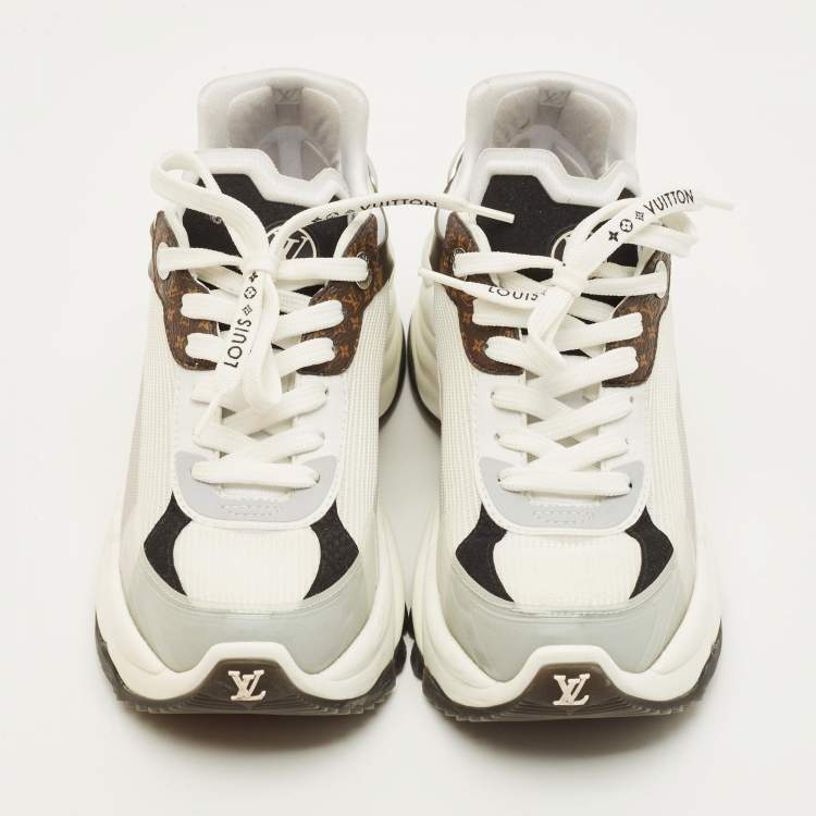Pre Owned Louis Vuitton Run 55 Size 36.5 Monogram Rubber and Mesh Low Top Sneakers