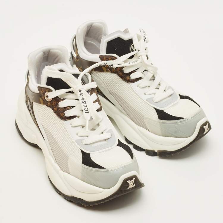 Pre Owned Louis Vuitton Run 55 Size 36.5 Monogram Rubber and Mesh Low Top Sneakers