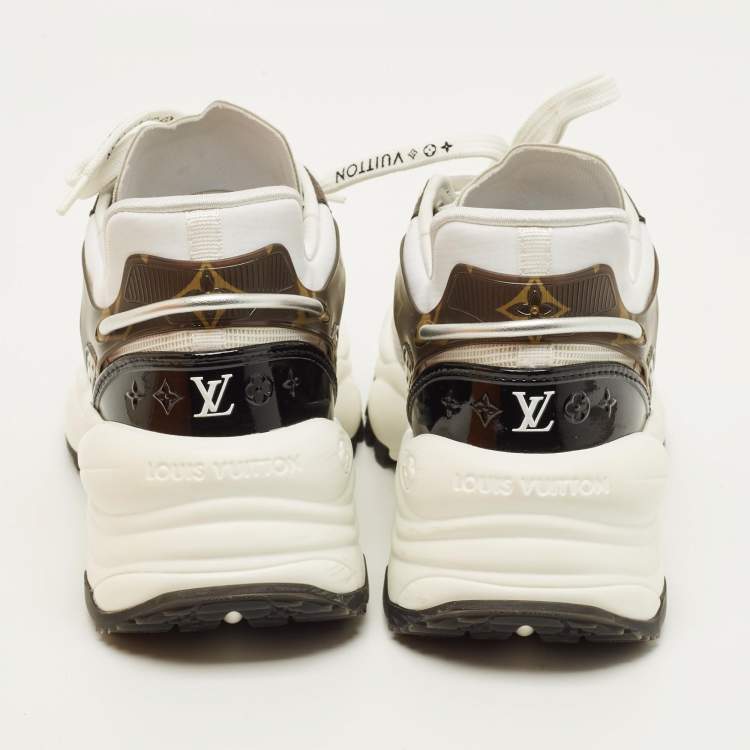 Pre Owned Louis Vuitton Run 55 Size 36.5 Monogram Rubber and Mesh Low Top Sneakers