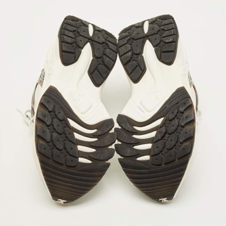 Pre Owned Louis Vuitton Run 55 Size 36.5 Monogram Rubber and Mesh Low Top Sneakers