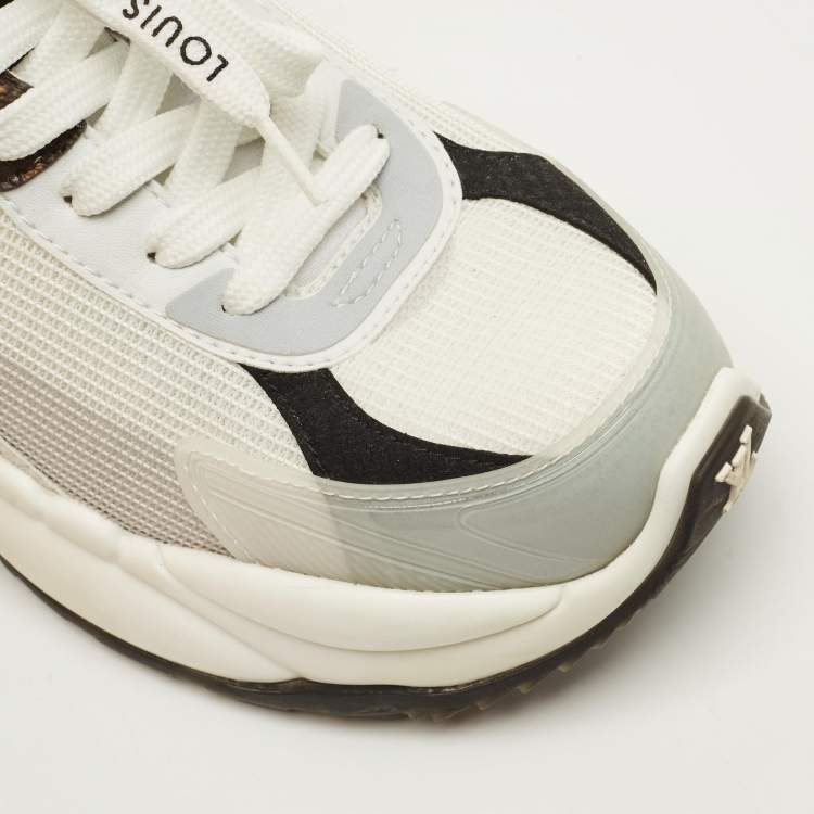 Pre Owned Louis Vuitton Run 55 Size 36.5 Monogram Rubber and Mesh Low Top Sneakers