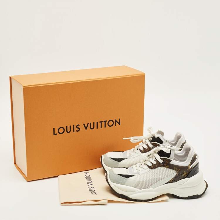 Pre Owned Louis Vuitton Run 55 Size 36.5 Monogram Rubber and Mesh Low Top Sneakers