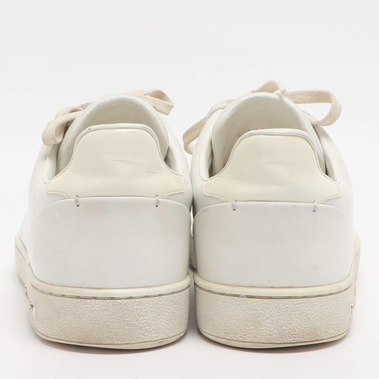 Pre Owned Louis Vuitton Frontrow Size 39 White Croc Embossed Leather Low Top Sneakers