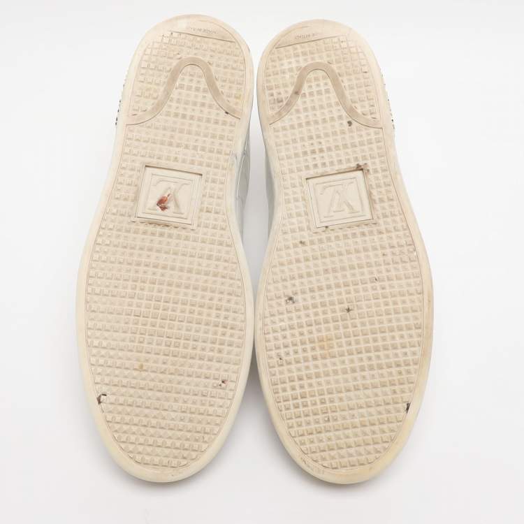 Pre Owned Louis Vuitton Frontrow Size 39 White Croc Embossed Leather Low Top Sneakers