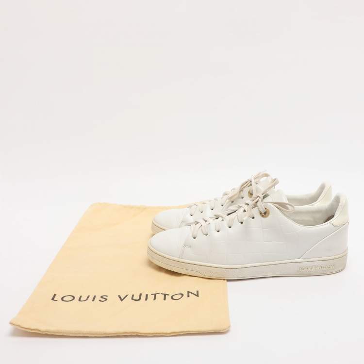 Pre Owned Louis Vuitton Frontrow Size 39 White Croc Embossed Leather Low Top Sneakers