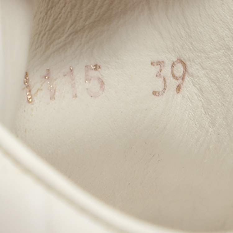 Pre Owned Louis Vuitton Frontrow Size 39 White Croc Embossed Leather Low Top Sneakers