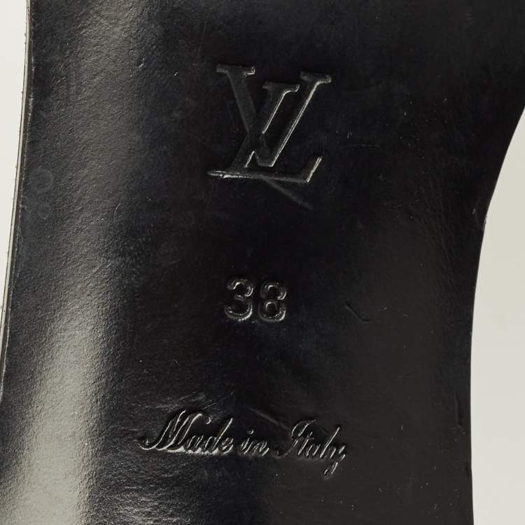 Pre Owned Louis Vuitton Lock It Size 38 Brown Monogram Canvas Slide Sandals