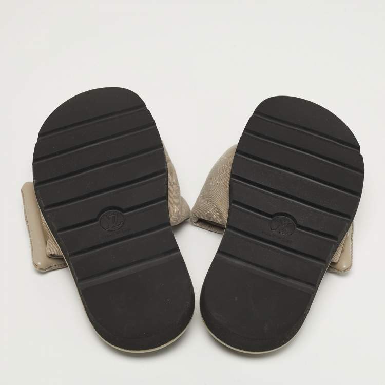 Pre Owned Louis Vuitton Pool Pillow Size 38 Grey Monogram Canvas Flat Slide