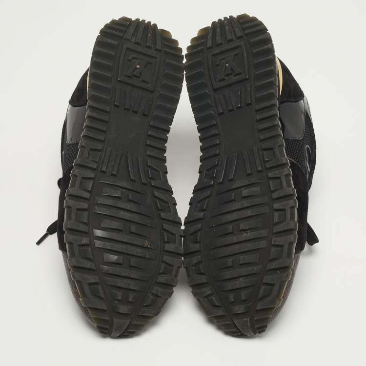 Pre Owned Louis Vuitton Run Away Size 38 Black/Brown Monogram Canvas and Mesh Lace Up Sneakers