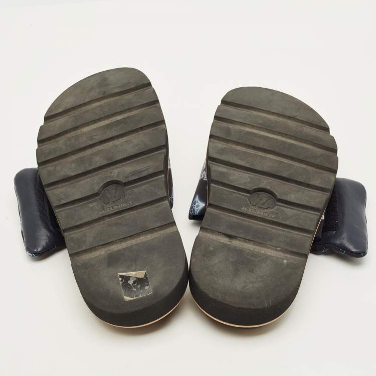 Pre Owned Louis Vuitton Pool Pillow Size 38 Navy Blue Monogram Neoprene Flat Slide