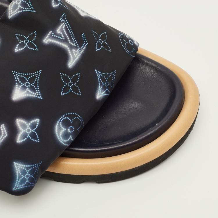 Pre Owned Louis Vuitton Pool Pillow Size 38 Navy Blue Monogram Neoprene Flat Slide