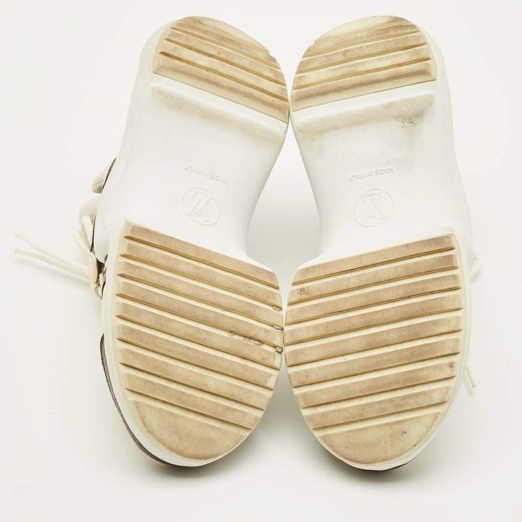 Pre Owned Louis Vuitton Archlight Size 36.5 White Monogram Canvas and Mesh Lace Up Sneakers
