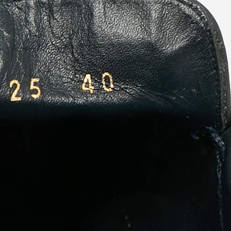 Pre Owned Louis Vuitton Size 40 Black/Beige Monogram Canvas and Leather Buckle Loafers