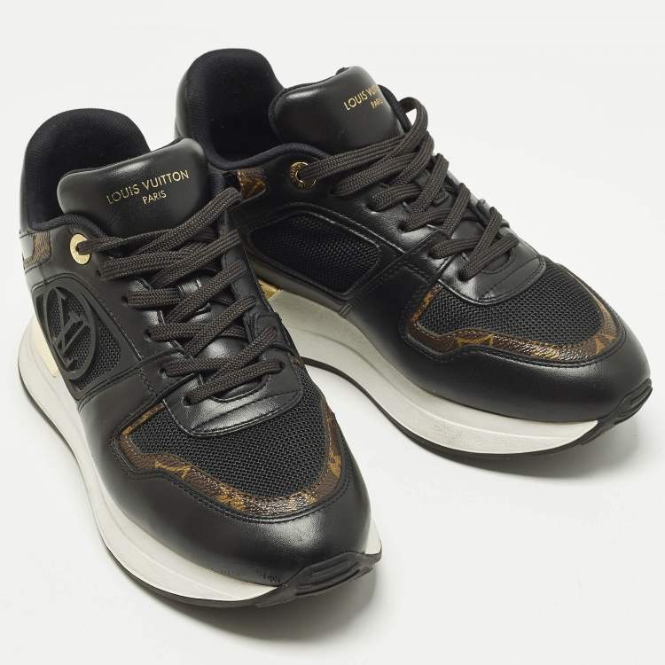 مملوكة مسبقًا Louis Vuitton Run Away Size 37 Black/Brown Leather and Mesh Low Top Sneakers