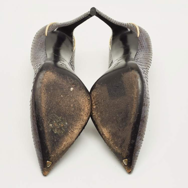 مملوكة مسبقًا Louis Vuitton Eyeline Size 38 Grey Snakeskin Leather Pumps