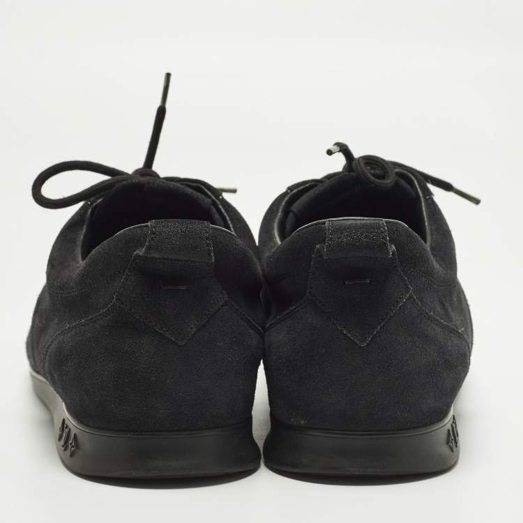Pre Owned Louis Vuitton Size 41 Black Monongram Satin and Suede Low Top Sneakers