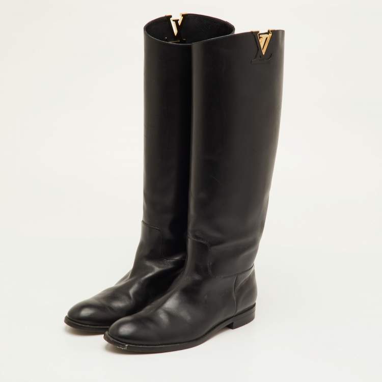 مملوكة مسبقًا Louis Vuitton Heritage Size 40.5 Black Leather Knee Length Boots