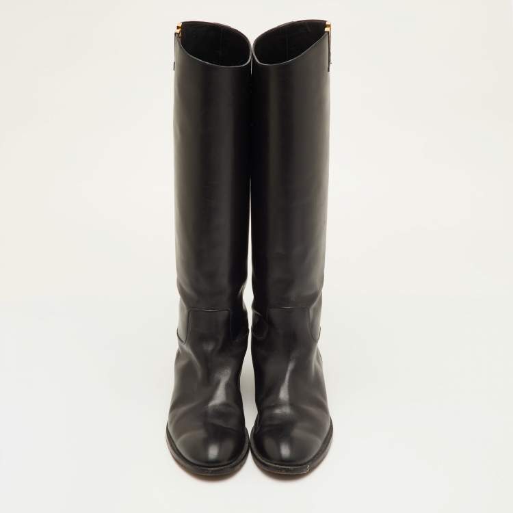 مملوكة مسبقًا Louis Vuitton Heritage Size 40.5 Black Leather Knee Length Boots