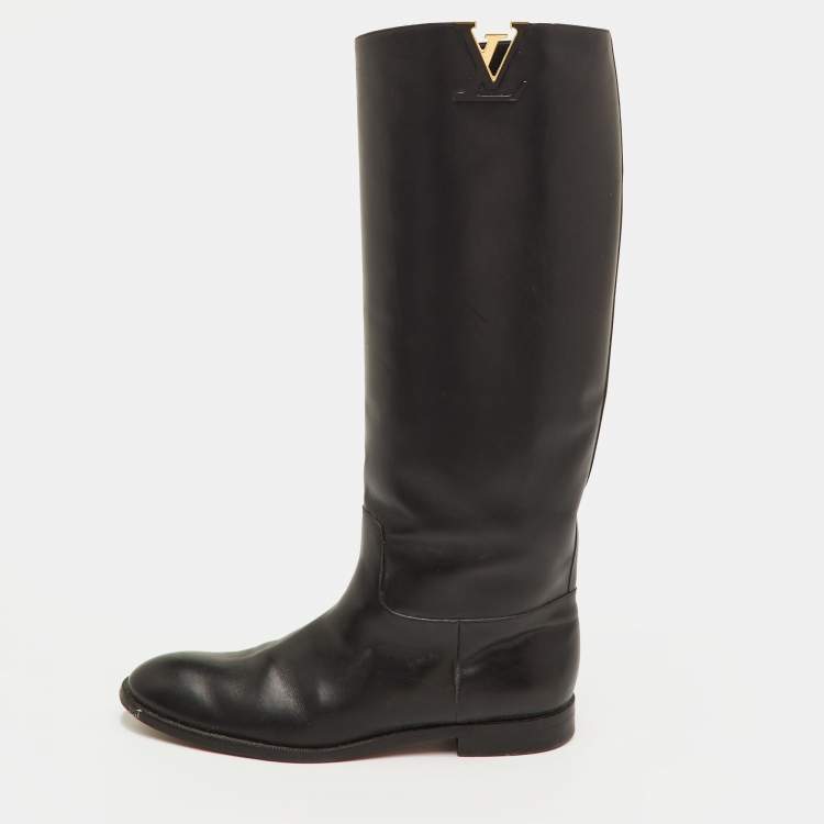مملوكة مسبقًا Louis Vuitton Heritage Size 40.5 Black Leather Knee Length Boots