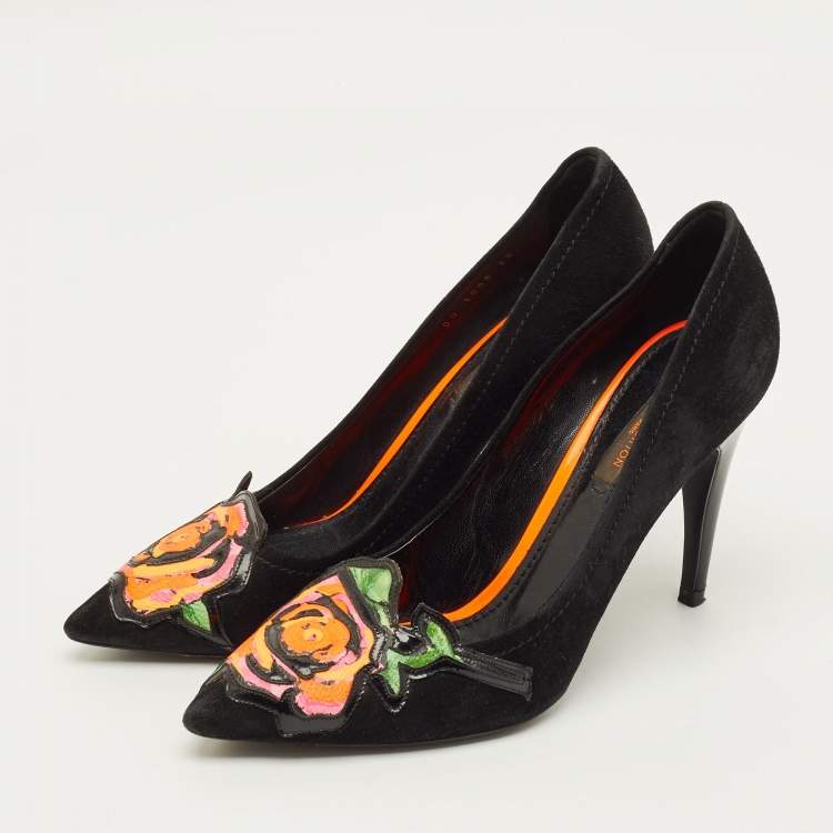 Pre Owned Louis Vuitton Stephen Sprouse Size 38 Black Suede Pumps