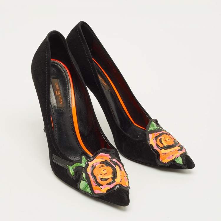 Pre Owned Louis Vuitton Stephen Sprouse Size 38 Black Suede Pumps