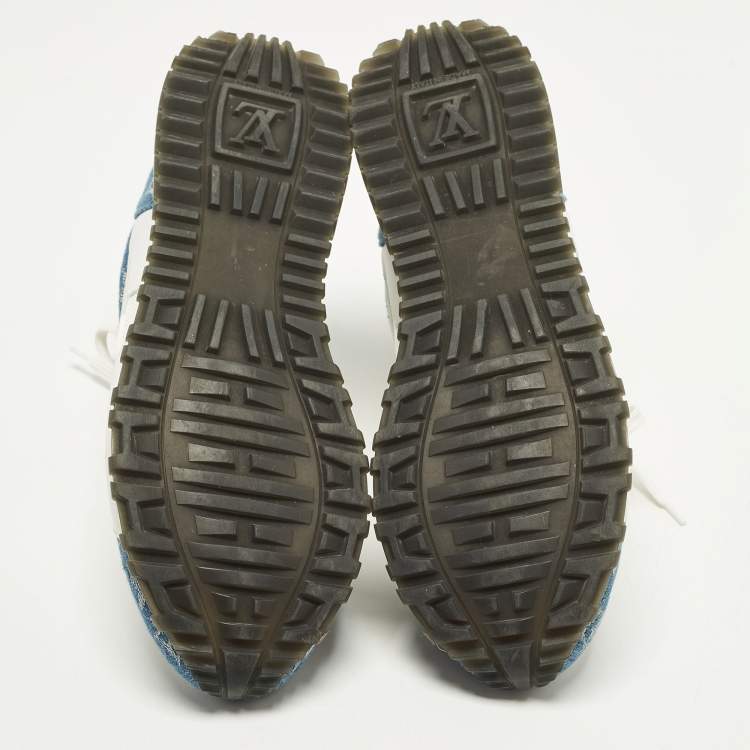 Pre Owned Louis Vuitton Run Away Size 39 White/Blue Mesh and Monogram Denim Low Top Sneakers