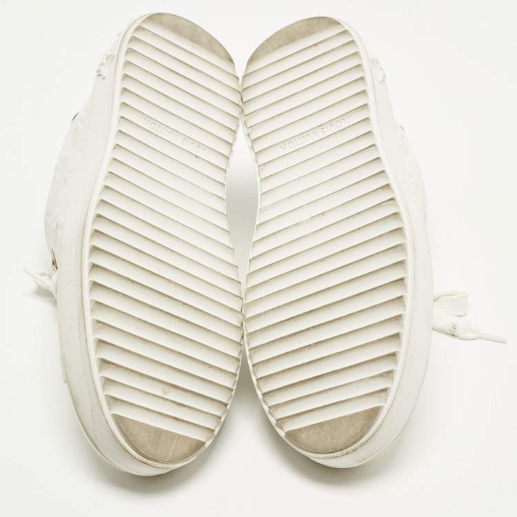 Pre Owned Louis Vuitton Time Out Size 39 White/Brown Monogram Canvas and Leather Low Top Sneakers