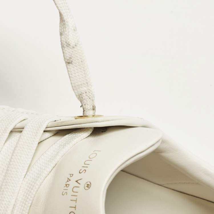 Pre Owned Louis Vuitton Time Out Size 39 White/Brown Monogram Canvas and Leather Low Top Sneakers