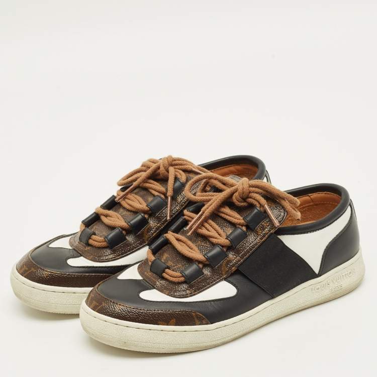 Pre Owned Louis Vuitton LV Trainer Size 37 Tricolor Monogram Canvas and Leather Low Top Sneakers