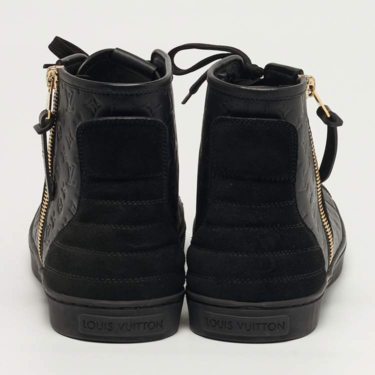 Pre Owned Louis Vuitton Punchy Size 41 Black Monogram Leather High Top Sneakers
