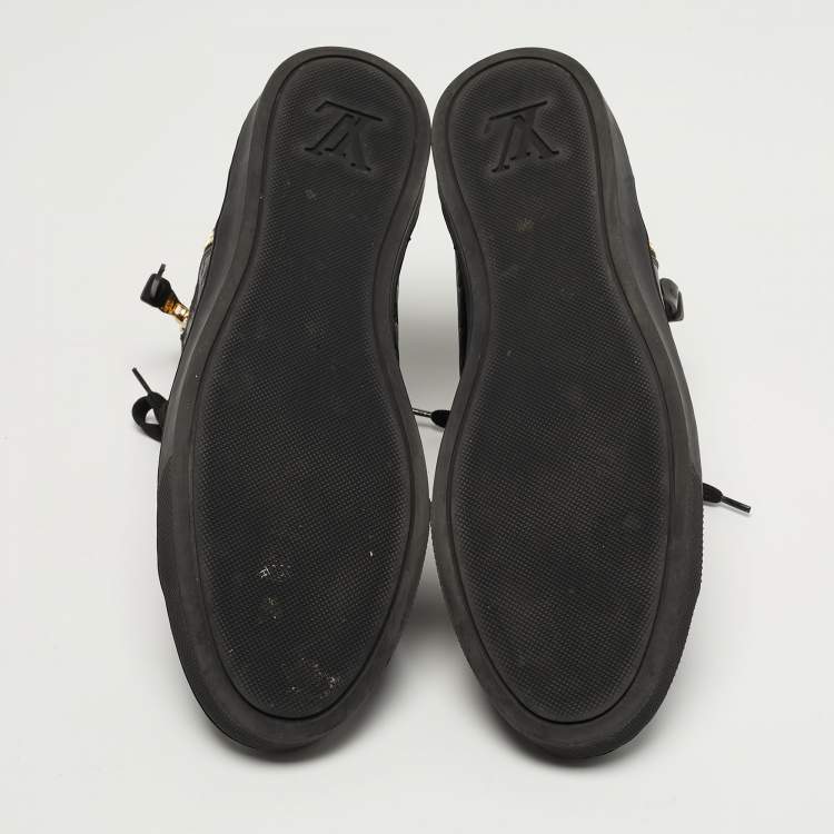 Pre Owned Louis Vuitton Punchy Size 41 Black Monogram Leather High Top Sneakers