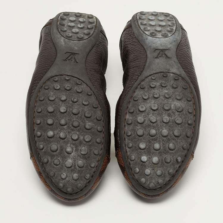 Pre Owned Louis Vuitton Lovely Size 37 Brown Damier Canvas and Leather Ballet Flats