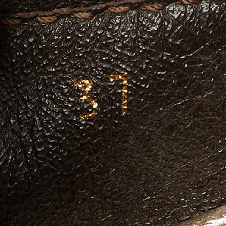 Pre Owned Louis Vuitton Lovely Size 37 Brown Damier Canvas and Leather Ballet Flats