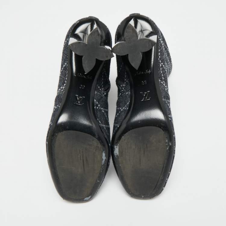 Pre Owned Louis Vuitton Silhouette Size 39 Navy Blue Denim Ankle Length Boots